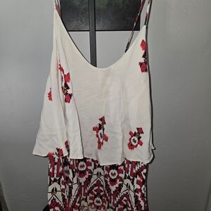 Zara Cream and Red Patterned Blouse